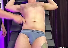 MyFriendsFeet: Russ laughs hard while his Doms Dan and Girth tickle his big feet