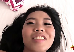 Thai girl with big natural titties loves to be stuffed full or cock and filled with seed