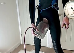 Instructional session on knob and ball pumping - Massive penis pump for impressive gains