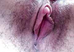 Extraordinary closeup large clitoris rubbing juicy climax