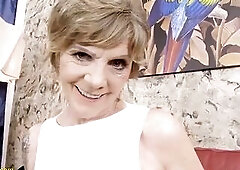 Extraordinary sexually excited large natural breast 68 years old grandma alone at home fingering her bushy snatch 1st time for my porn web camera.