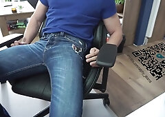 Tearing Up rock-hard in torn denim and squealing noisy that nutting out a crevice outside guzzling