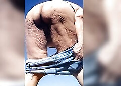 I had to stop to pee in the desert on the way home. Aged Latin Chick woman with curly twat