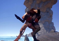 Homo Lion & Otter Boink By The Beach and Make Lots of Jism (Hairy Climax In Gullet) / Mischievous Life Furries