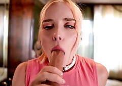 Screwed Babe throughout Gap in recent Jeans and Cum in Throat