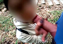 DICK FLASH IN PARK. A stranger caught me jerking off and helped me cum.