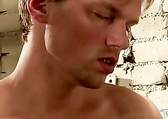 Shaggy-haired blonde is desperate for an ass fucking