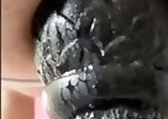 Playing with my ass cunt and moaning, my little clit encaged