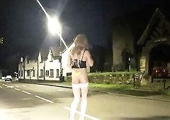 crossdresser flashing in city