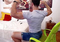 Homosexual Taunting in Splendid Cloths Geeting Super-Fucking-Hot and Kinky Flexing Biceps and Pecs