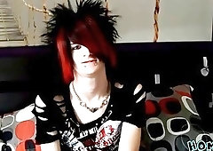 Interviewed emo twink masturbates on cam