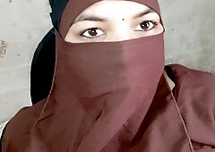 Intense POV with curvy hijab wife in hotel room