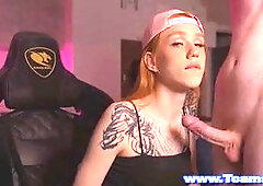 Newbie transgender princess gives her friend a blowjob on cam