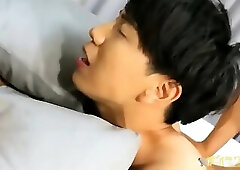 Cute japanese boy having fun