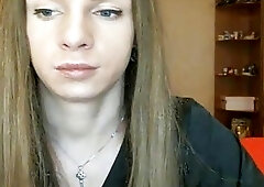 Naughty tranny shows her juicy shecock and masturbates on webcam