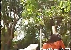 TS With Hooters In Outdoor Ass Screw