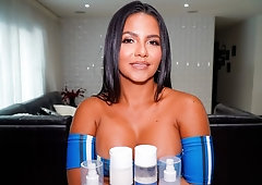 Sweet oiled porn in the bedroom with a busty Rose Monroe