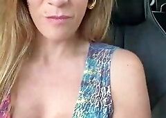 Car Tease with Pussy Flash
