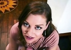 Crazy stepmom sucking her stepsons cock deep throat