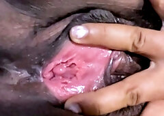 Latina MILF gives up close peek at her hairy pink cunt