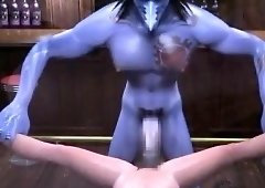 Busty 3D bombshell surrenders her pussy to a hung monster