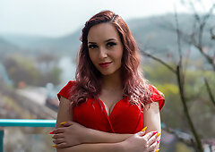 Busty redhead is having sex in hopes of staying in the house