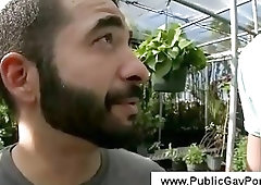 Tall white man kisses an arabic guy