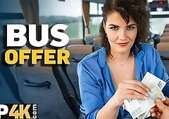 Pretty big titted lady is fucking in the bus