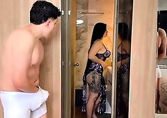 Whilst I see my stepmother I get very lascivious and begin masturbating but that babe discovers me