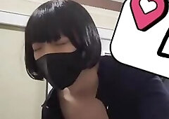 Cute Japanese Crossdresser dick shaking while Fucked in Toilet