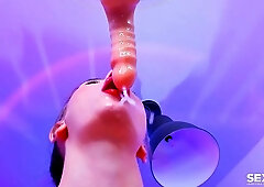 Gorgeous solo blowjob session with a cock-swallowing angel