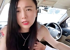Asian Girl Has Public Car Sex with Uber Driver and Swallows