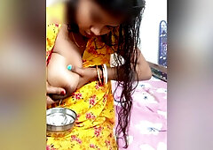 Milk Desi Girl Boobs Pressing Nipple With Milk
