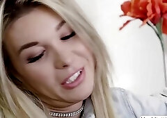 Bearded dude sucks off blonde shemale and then fucks her