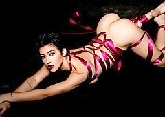 Soloing slender brunette Brooklyn Gray is touching her pussy