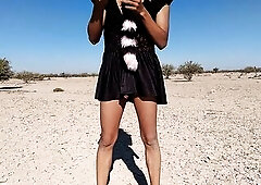 Cute little wench in sandals and a minidress, that babe can't live out of to get exposed in public, very hawt, have a fun her