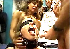 Bukkake for Beautiful Blindfolded Blonde