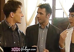 Double Penetration with a large melons brunette hair