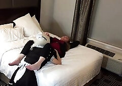 Headmistress Cassidy Makes Crossdresser Suck Belt On