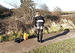 Crossdresser in 8 inch pleated skirt, continued..