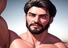 Amateur gay hunk showing off his male beauty