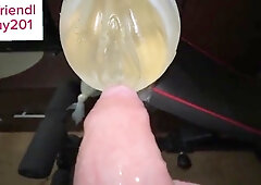 Boy Screaming while Plumbing Fleshlight until Internal cumshot with Messy Chat and Powerful Climax