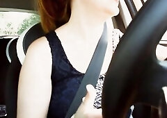 Pure fun in the car during the time that driving I masturbate and play with my see