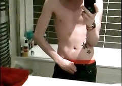 Tatooed emo twink selfshot in mirror part4