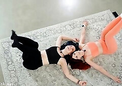 Undressed aerobics and fitness with Jeny Smith and her ally Astra!