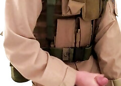 US Marine in has a Quickie in Battle Uniform (Spunk flow)