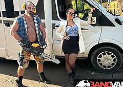 BangVan - Large Titted RV Driver Jennifer Mendez Meets a Real Lamberjack