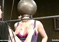 Bound Redhead With Head In Metal Ball