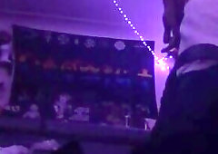 making tranny slut gag on my cock