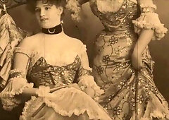 Two hairy lesbians in vintage underwear film themselves making out and fingering each other on a messy bed in a dimly lit apartment